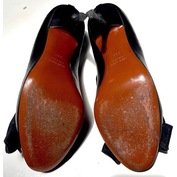 Lanvin PARIS Pin Up Leather Black Round Toe BOW 2011 Unique Heel Pumps 39.5 - Picture 3 of 11